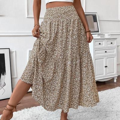 Gonne estive primaverili casual con stampa a fiori da donna