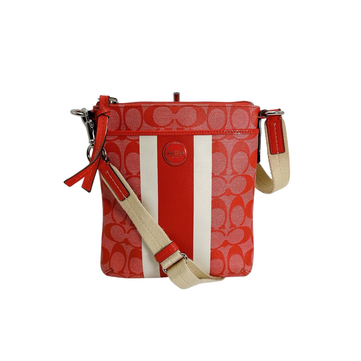 COACH Signature Shoulder Bag Red Women Used