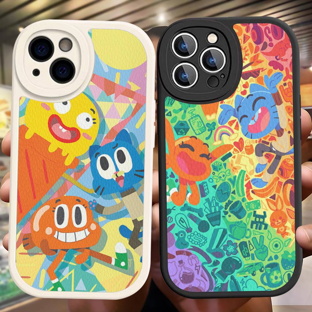 The A-Amazing World Gumball Anime Phone Cover For IPhone 11 12 13 14 15 16 Pro Max Mini Plus Soft Leather Case