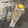 White Yellow Artificial Diamond Walking Cane Fashion Decorative Walking Stick Gentleman Elegant Cosplay Cane Knob Crosier 93cm