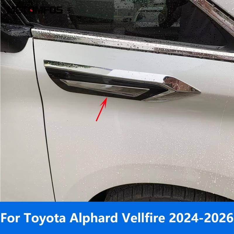 For Toyota Alphard Vellfire 2024 2025 2026 Chrome Front Door Side Fender Cover Molding Trim Sticker Accessories Car Styling