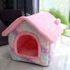 Cuccia Pieghevole per Gatti Casa per Cani Inverno Villa per Gatti Cuccia per Dormire Nido Caldo Rimovibile Tende Chiuse Grotta Divano Forniture per Animali Domestici
