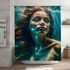 Blue Green Subaquatic Lady Art Shower Curtain for Bathroom Decor Modern Design Waterproof Fabric