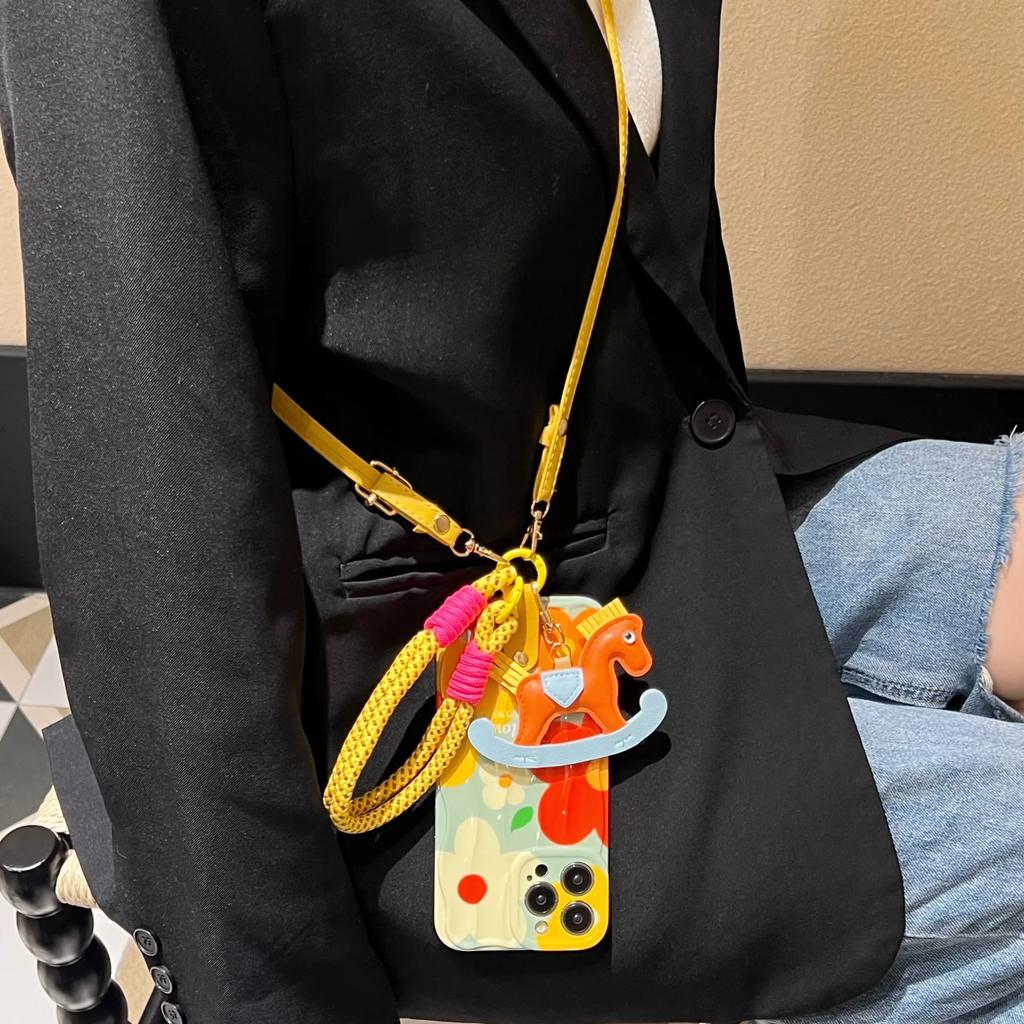 For IPhone 15 14pro Max Apple Phone Case 13 12 Cute Cell Phone Charm Lanyard Full Package Anti-drop Girl Phone Protective Case