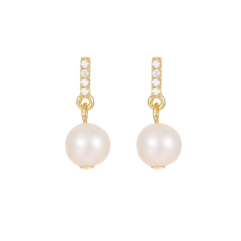 Banyan Tree S925 Silver Natural Pearl Diamond Earrings for Women - Delicate, Versatile, Short.