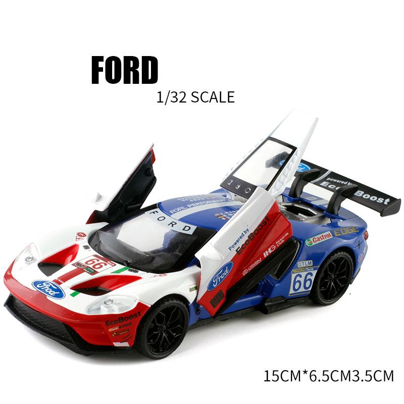 1/32 Scale Ford V8 GT Diecast Car Model Toy, Pull Back Toy Vehicle with Sound and Light for Kids Toddler Boys Girls Gift Collection