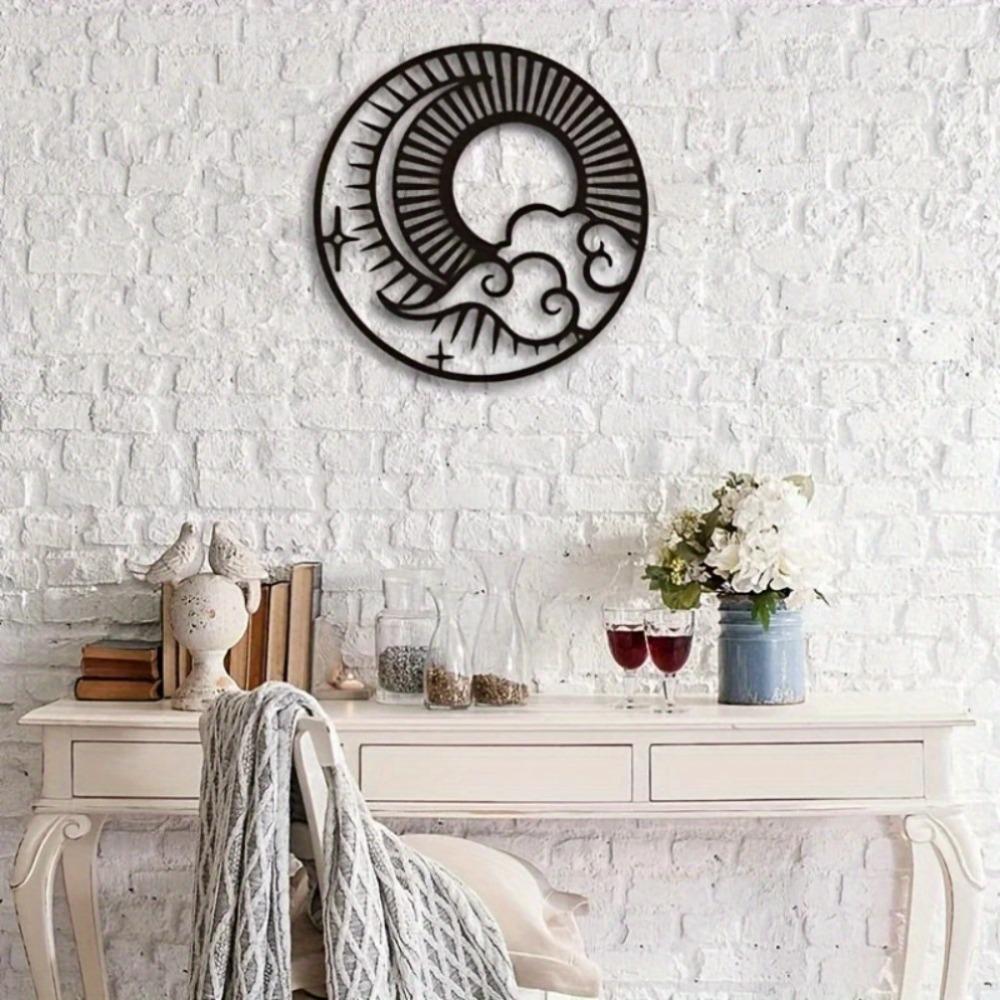 Metal Wall Art Sun Moon Stars Hooks Outdoor Garden Decor Gift