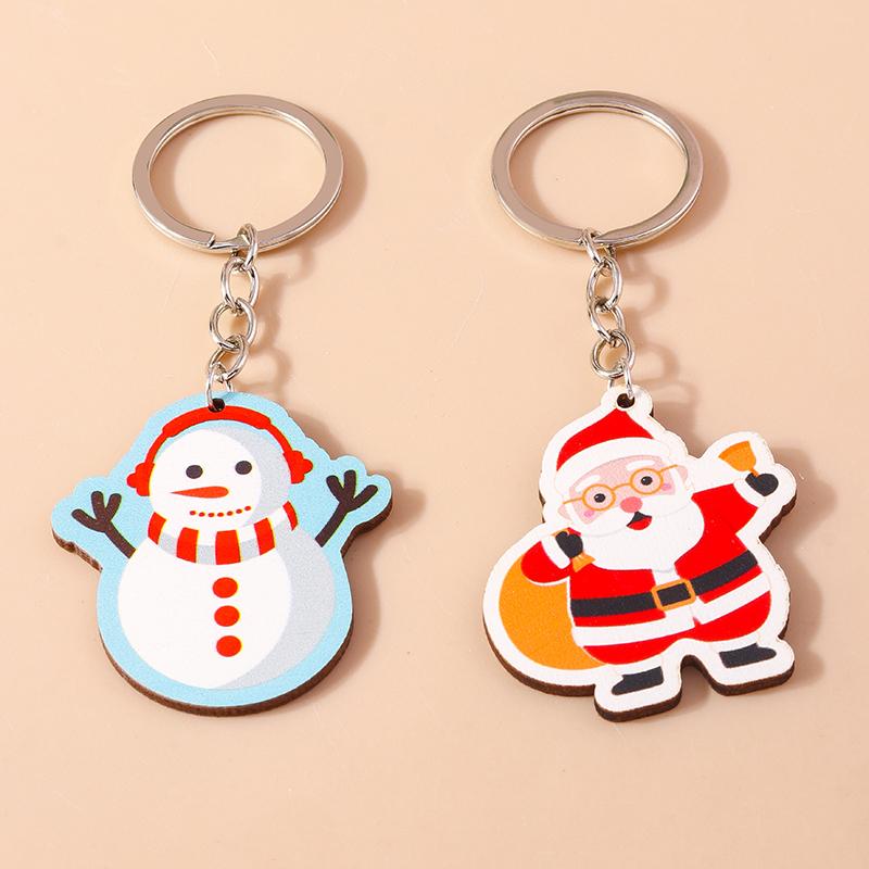 Cute Christmas Key Chain Snowman Santa Claus Key Ring Pendant for Car Key Holder Women Girls Handbag Decor DIY Jewelry Gift