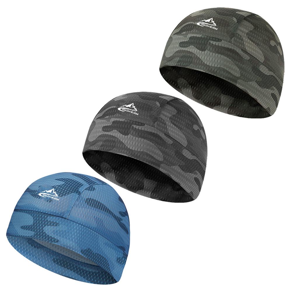 

de Men Women Ice Silk Quick Drying Bike Helmet Lining Beanie Cap Bicycle Liner H Green Camouflage