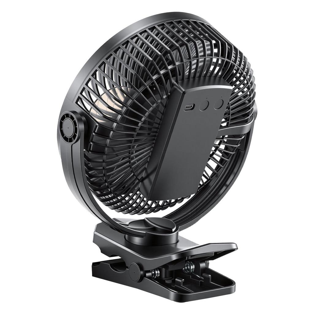 Portable Clip Fan, Rechargeable Clip On Fan with Light, USB Port with 3 Speeds & Circulation Mode, Strong Airflow Sturdy Clamp, Long Runtime for Desk,