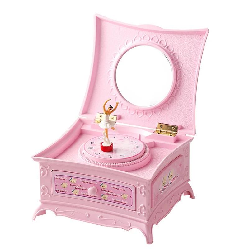 Elegant Classic Rotating Ballerina Music Box - Hand Crank Jewelry Box with Drawer Perfect Christmas Gift for Girls & Music Lover