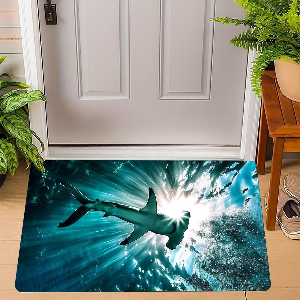 

Ocean Creature Door Mat With Manta Ray Hammerhead Shark Great White Shark Underwater Light Sea Art Designs For Home Decor 30x50cm