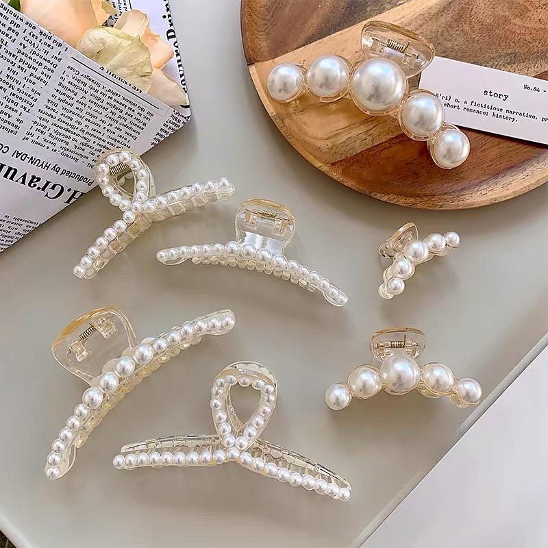 14 Styles Big Pearls Hair Clip Claws Oversize Small  Tiktak Hair Accessories for Women Korean Black White Barrette  New