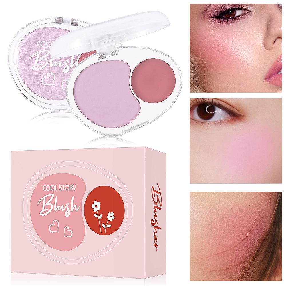 Double Mix Blush Clay Soft and Delicate Contouring Mashed Potatoes 2 Color Face Brightening Mousse Blush Paste Tray