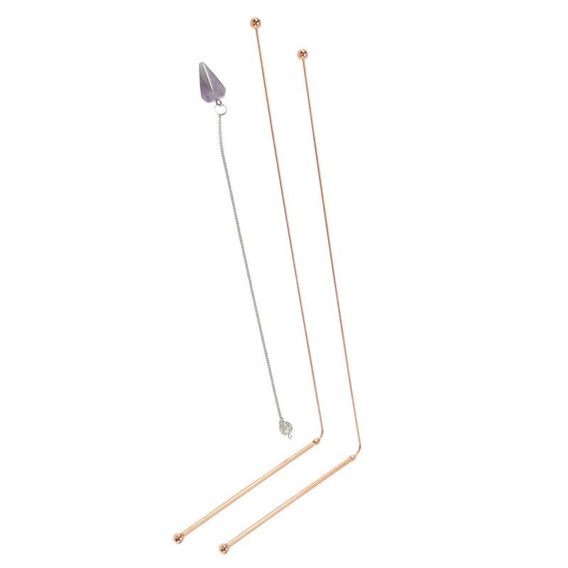 ABUL-Copper Dowsing Rods, 99.9% Pure Copper Divining Rod For Tracing Spiritual Energy 2Pcs( Includes 1 Pendulum )