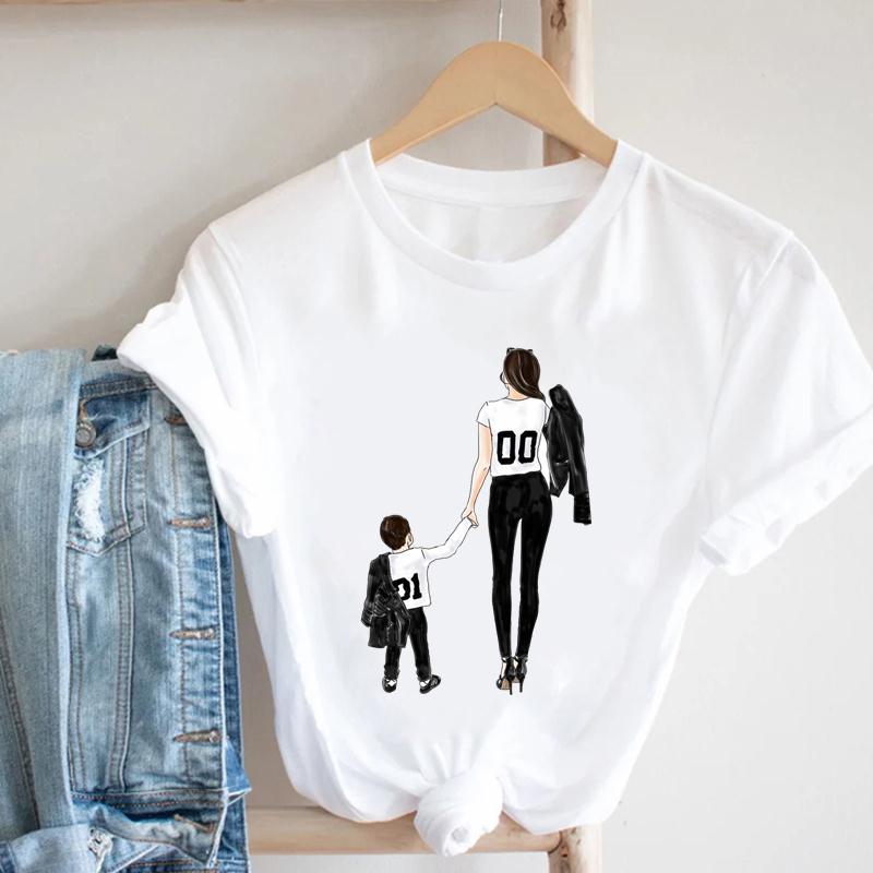 Watercolor Short Sleeve Mom Mother Mama 90s Women Clothing Casual Print Tee Top Summer Fashion T-shirt Lady Female Graphic T-shirt