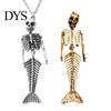 Mysterious Oceanic Gothic Pendant Skull Mermaid Skeleton Necklace, Dark Fantasy Jewelry Edgy Style Accessories for Women, Creative Spooky Accessory,
