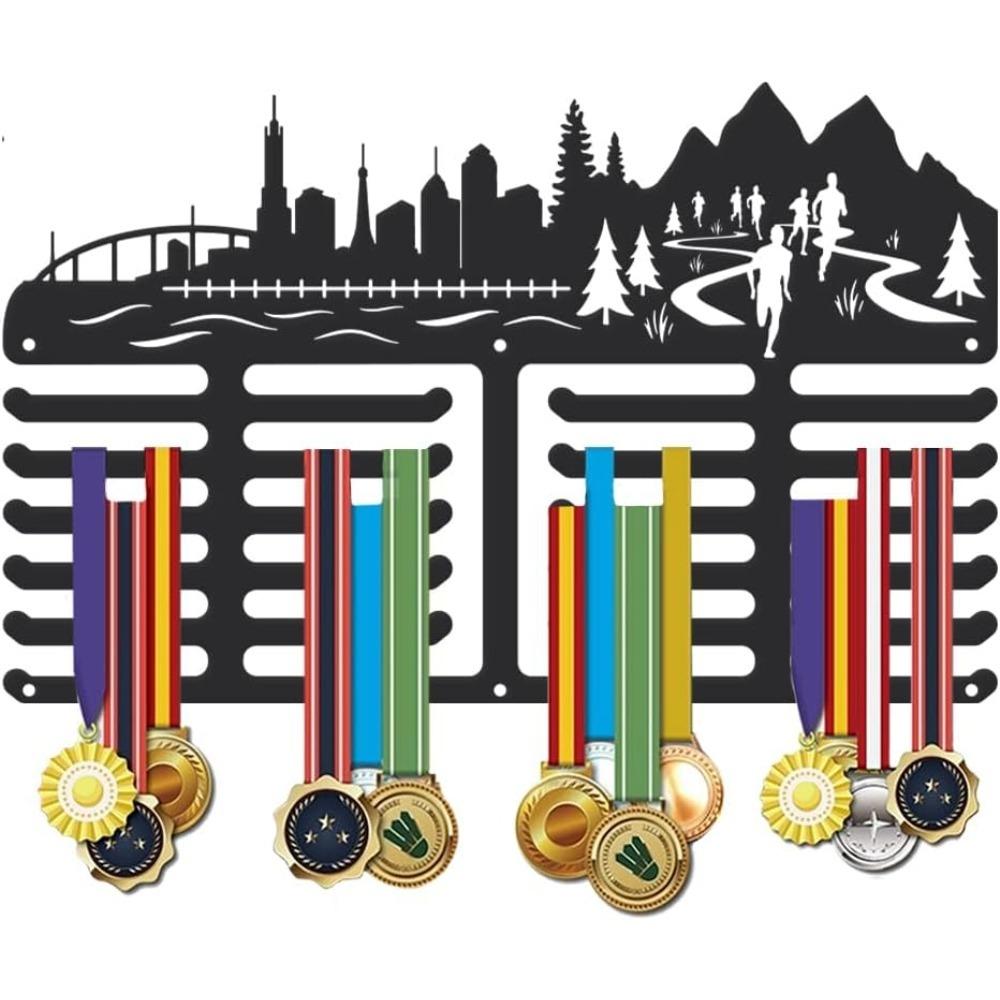 Appendi medaglie personalizzato Espositore per premi Staffa da parete in metallo nero Porta memorabilia sportive per medaglie