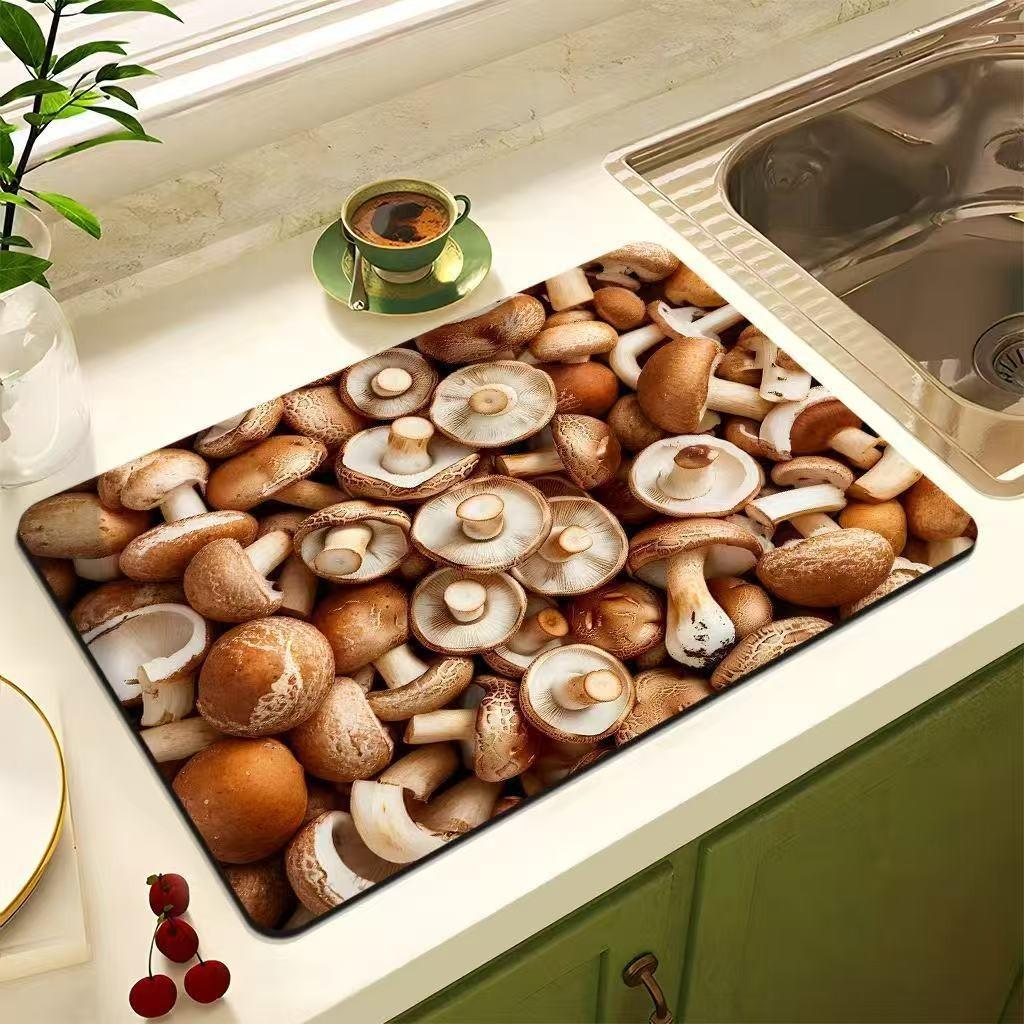 Absorbent Drain Pad Kitchen Mats Dish Drying Mat Anti-slip Tableware Placemat Coffee Rug Kitchen Supplies Retro Home Decoration