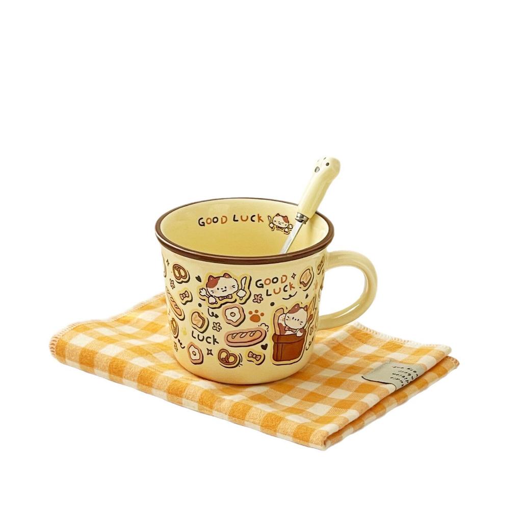 Retro Cartoon Animal Ceramic Cups Large Capacity Cute Mugs  Couple Drinking Cups  Breakfast Coffee Cups  Souvenirs