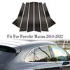 Glossy Black Door Window Pillar Posts Trim Cover For Porsche Macan 2014-2022