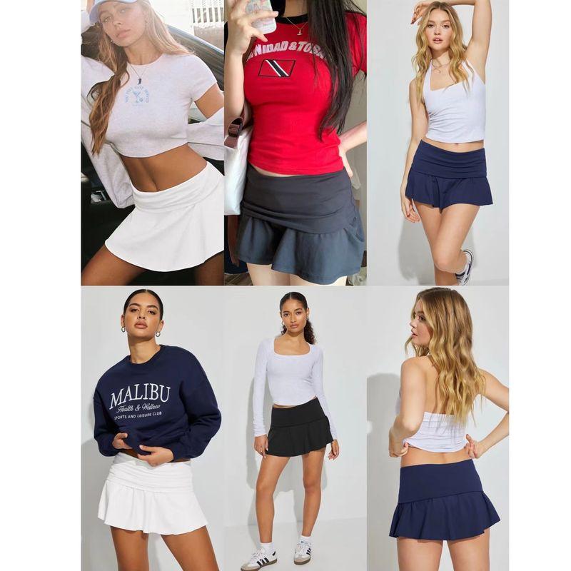 

Export Charlo * Flanging/High Waist 2WAY Quick-Drying Brushed Sports Fitness Tennis Skirt Skirt Ben Bai (Flaw XL