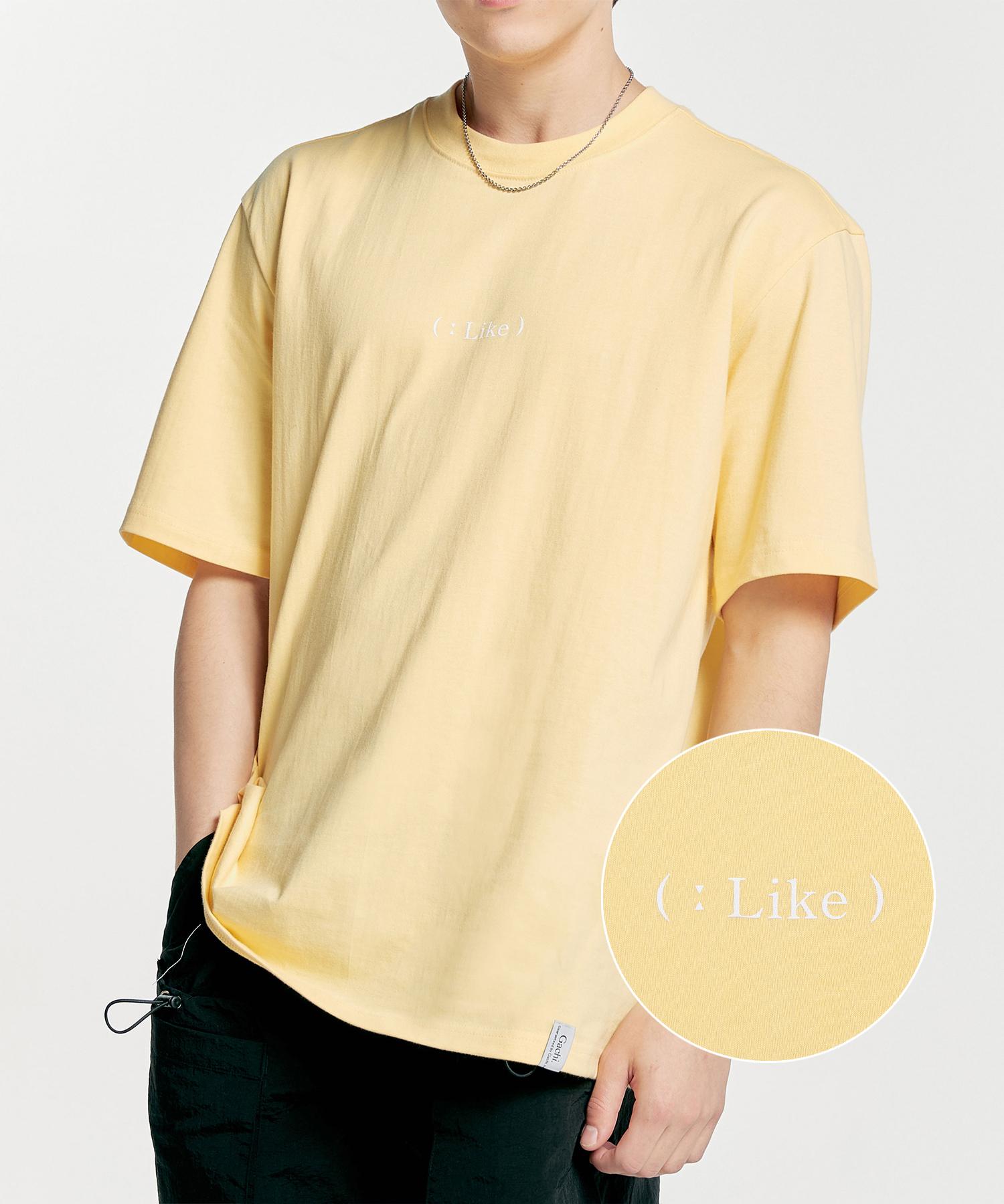 Gachi-Like Print Short Sleeves Yellow L