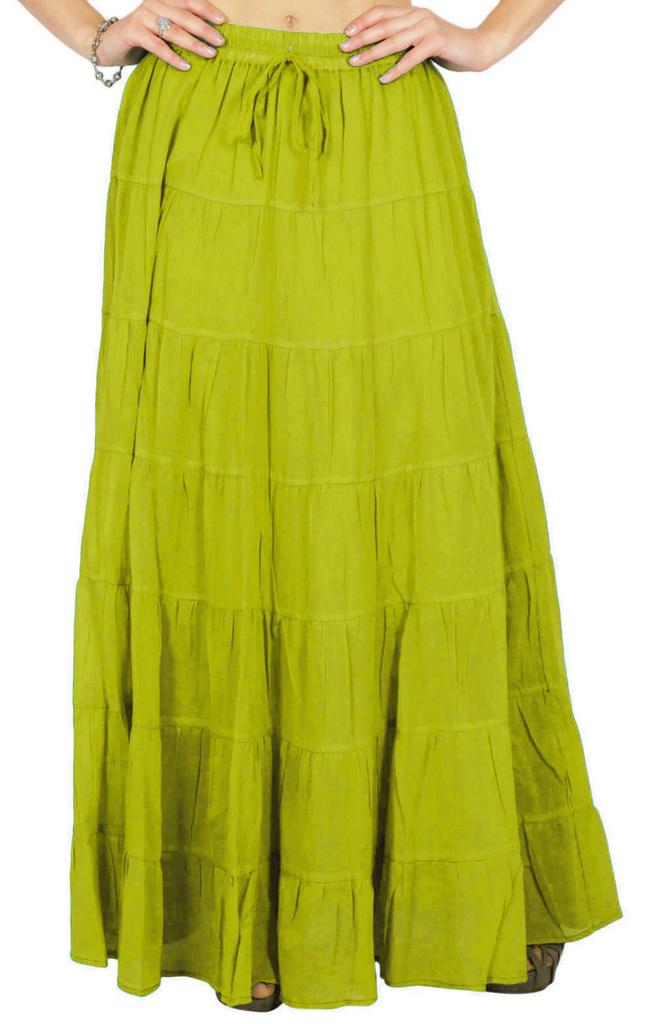 Phagun Damen Sommer Baumwolle Ziegelrot Rock Ethnisches Design Kordelzug Taille -