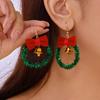 Creative Green Color X Mas Garland Bow Bell Pendant Earrings for Women Fashion New Year Christmas Tree Earrings Ear Jewelry Gift