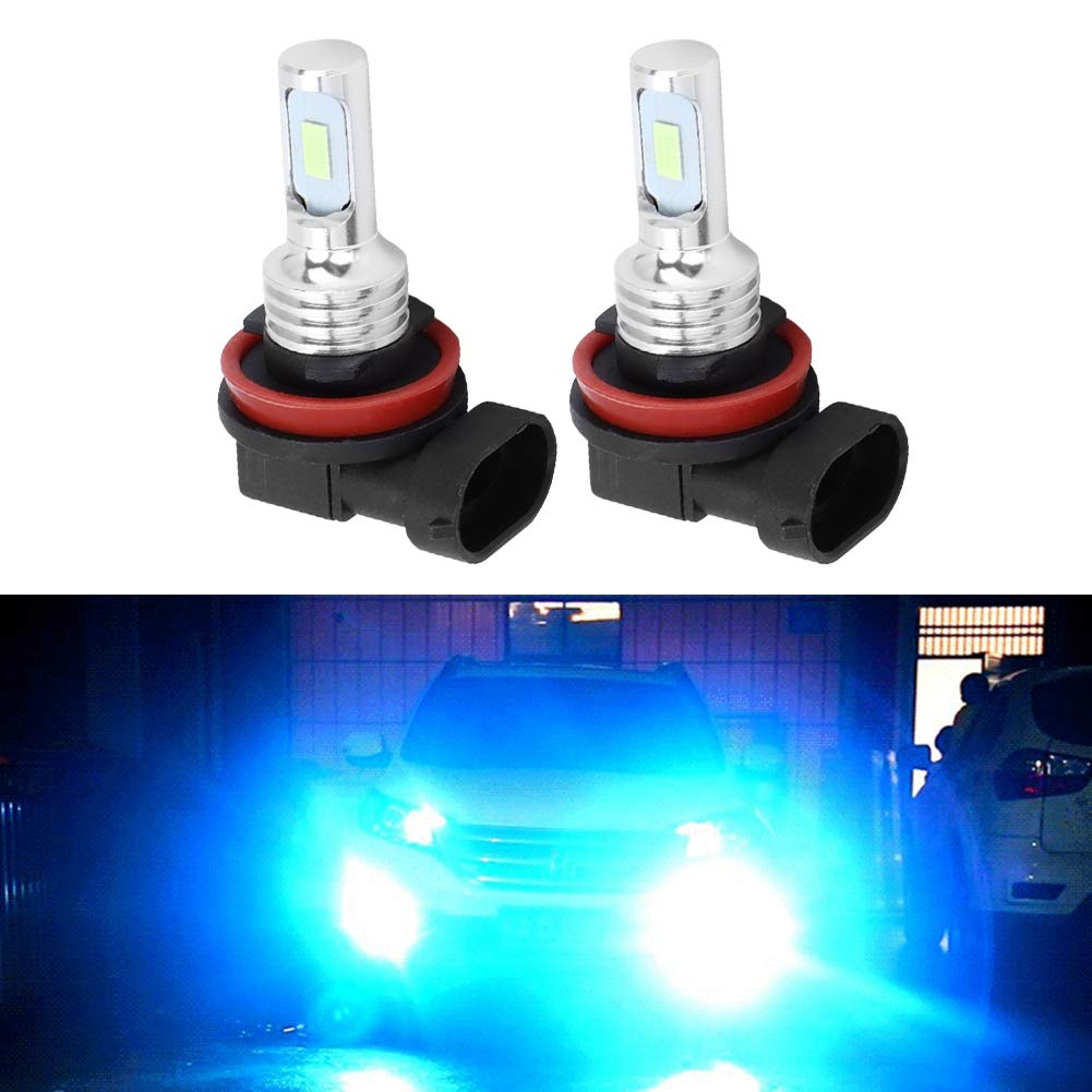 Akozon 2pcs H8/H11 80W 8000K LED Fog Light Ice Blue 12-24V Universal + H11+Fog+Light+Bulb
