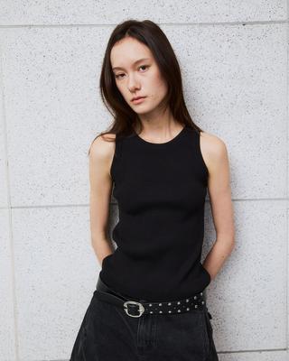 Akeumueo Dense Knit Tank Sleeveless Black