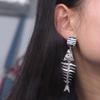 Punk Style Personality Earrings Gothic Geometric Drop Earrings Creative Fish Bone Earrings Lady