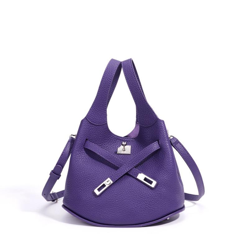 Light luxury commuter handbag bag exquisite first-layer cowhide vegetable basket bag genuine leather spring and summer new shoulder bucket bag