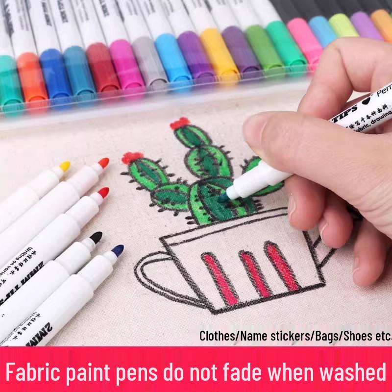 Stoffmalstifte & Pinsel für DIY T-Shirt- & Schuhkunst - Nicht verblassende Graffiti- & Spezialmarker