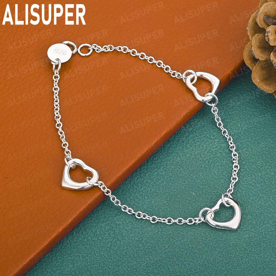 Bracciale Esclusivo in Argento Sterling 925 con Cuore Traforato e Catena Laterale Gioiello Regalo