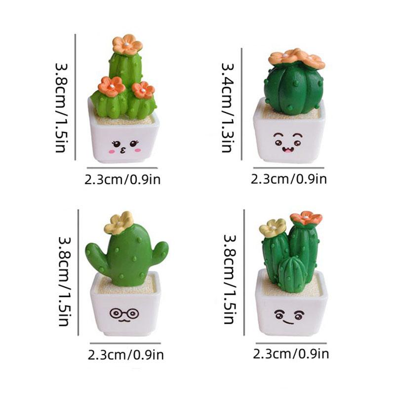 1 Set of 4, Simulated Cactus Succulent Mini Decorative Ornaments Desktop Decoration Crafts Mini Potted Car Small Ornaments