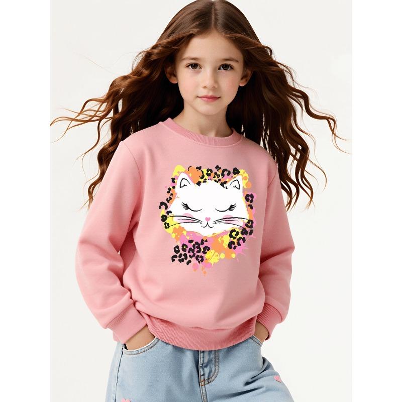 European Sizes Kids' Casual Printed Round Neck Pullover, Kids' Fashion Round Neck Sweatshirt with Adorable Animal Prints, Casual Comfortable