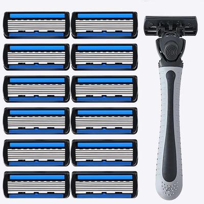Stainless Steel Six-Layer Men's Razor with Shaving Head