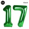 32 Inch Green Number Foil Balloons 0-9 Jungle Safari Theme Soccer Party Decor Kid Boy 1st Birthday Dinosaur Baby Shower Supplies