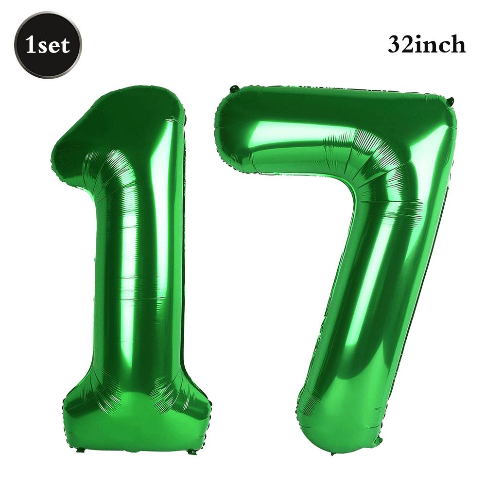 32 Inch Green Number Foil Balloons 0-9 Jungle Safari Theme Soccer Party Decor Kid Boy 1st Birthday Dinosaur Baby Shower Supplies