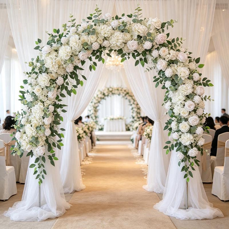 1-Meter Wedding Flower Row - Faux Floral Decor for Aisle & Arch