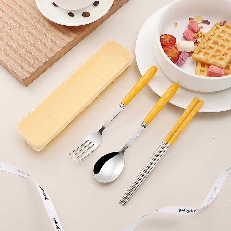 1 Set of Holiday Tableware - 3 Sets Stainless Steel Portable Cutlery (Chopsticks, Spoon, Fork) for Gatherings, Travels, Kitchens, Restaurants