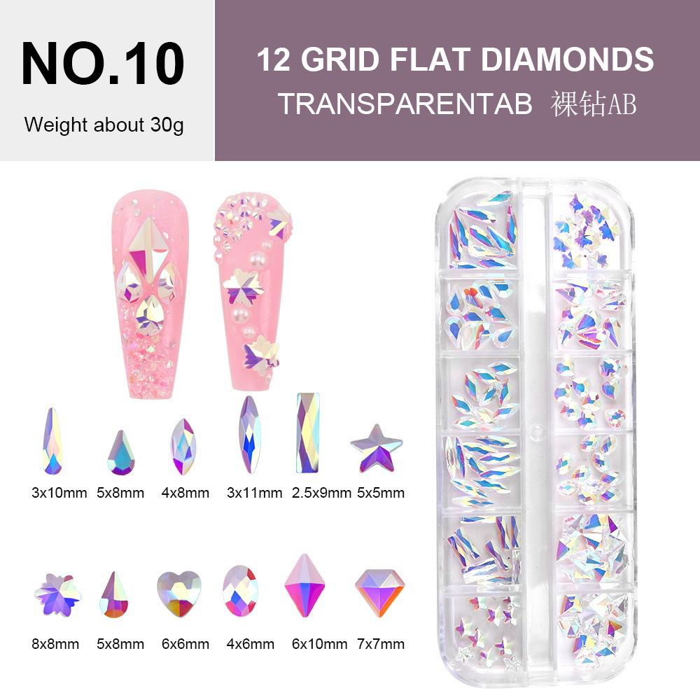 Electroplated Flat-Bottomed Nail Art Jewelry Glass Special-Shaped Rhinestone Set Nail Decoration Diy Jewelry Accessories