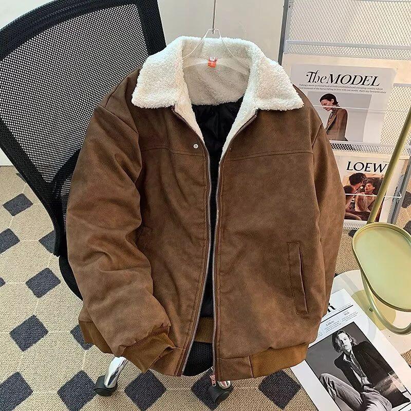 Unisex Retro Lamswol Reversjas - Dikke Warme Katoenen Jas voor Herfst & Winter