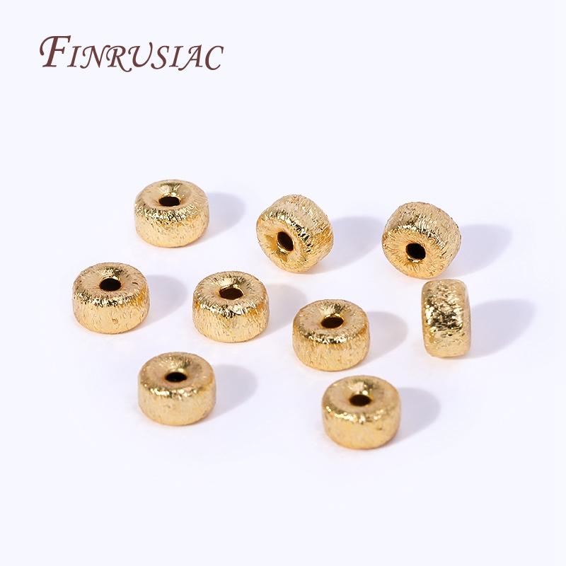 6X4MM 18K Gold Plated Brass Frosted Wheel Spacer Beads Bracelet Beads Separator Beads Jewelry Making DIY Findings Accessories
