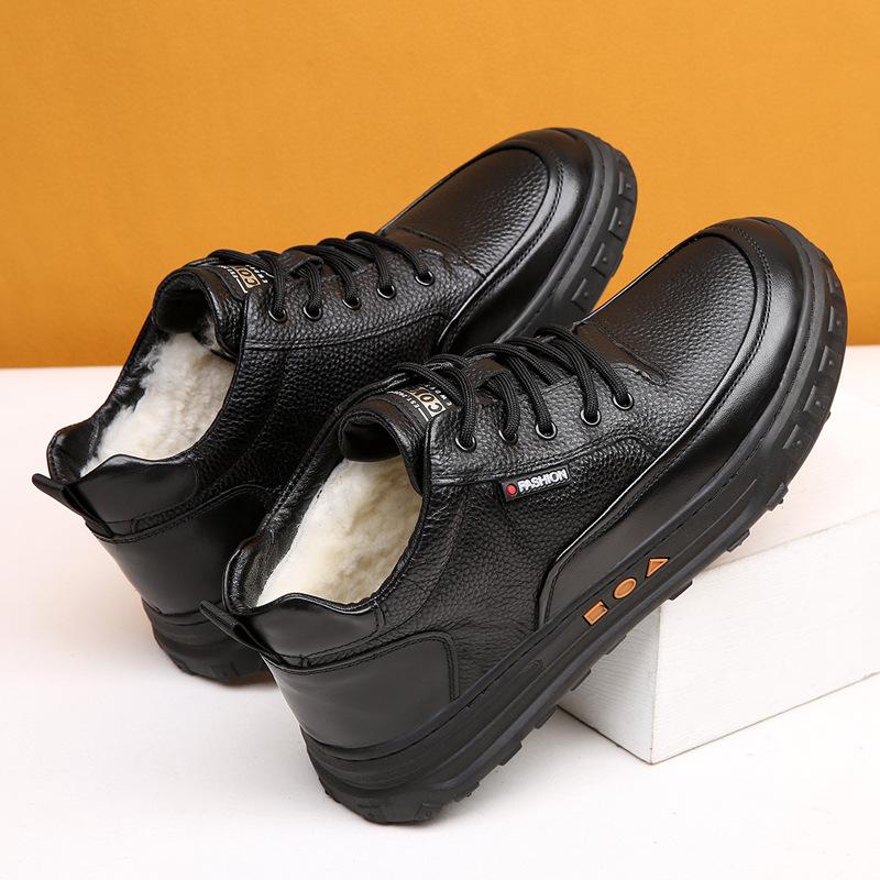 Fashion Winter Men Boots Casual Men Bussiness Cotton Boots Sneakers Warm Snow Boots Leather Non-slip Men Leisure Boots Bota Masculina