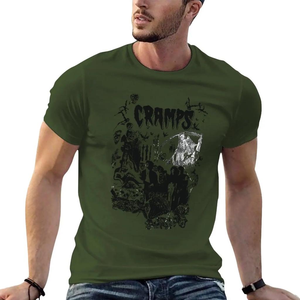 New Vintage 80s THE CRAMPS Punk Rock Psychobilly Tour Concert Promo TShirt Vintage T Shirt Tees Men Clothes