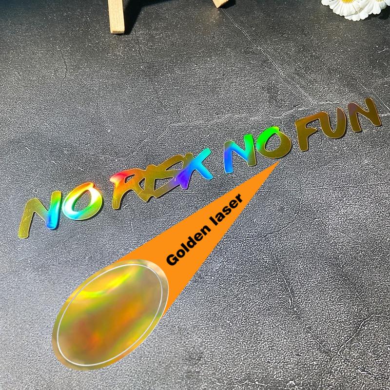 NO RISK NO FUN Laser Motorcycle Stickers Waterproof for Moto Helemt Front Fairing Fuel Tank DIY Bicycle Car Window Vinyl Decals