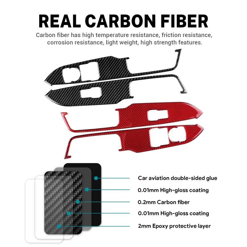 För Ford Mustang Dark Horse EcoBoost GT S650 2024 2025 2026 Äkta Mjuk Kolfiberklistermärke Bil Dörr Fönster Knapp Panel Trim