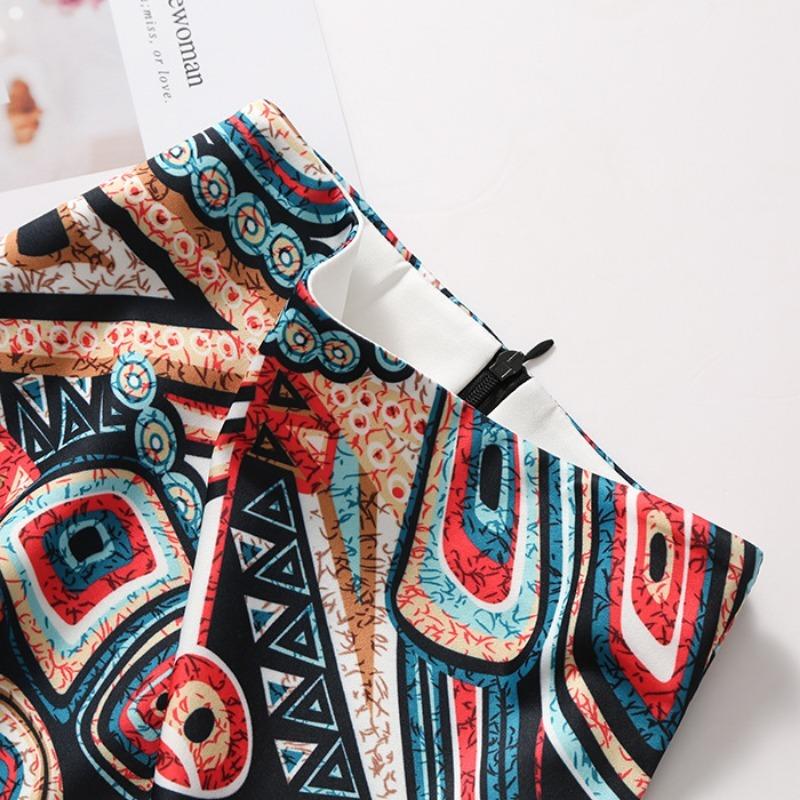 Printed Elegant Temperament Skirt Ladies Fashion Floral Bag Hip Skirt Sexy Summer Cool Retro Style